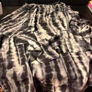 Tie dye flowy high low skirt H&M